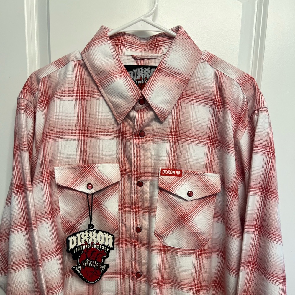 DIXXON White and Red Heartbreaker Flannel Shirt